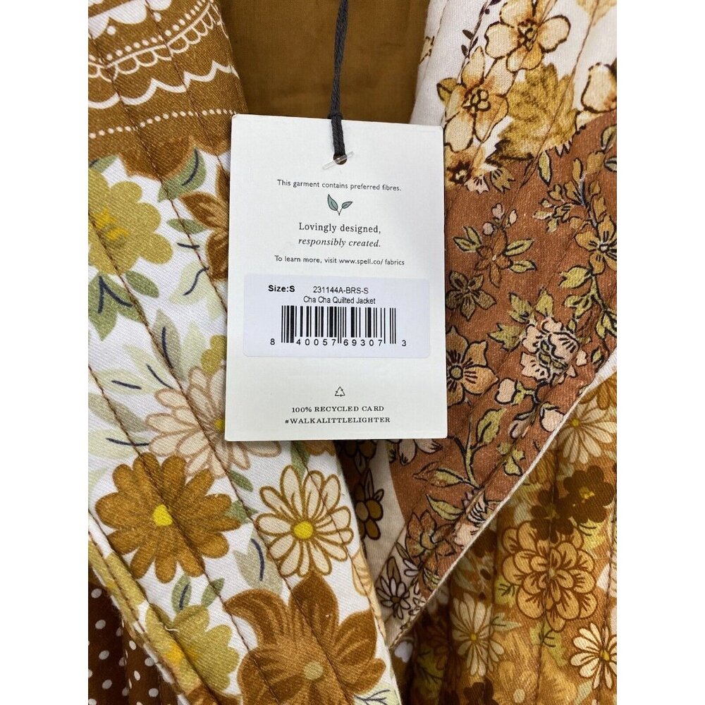 NWT Spell Patchwork Long Coat - Brown and White - Picture 6 of 10